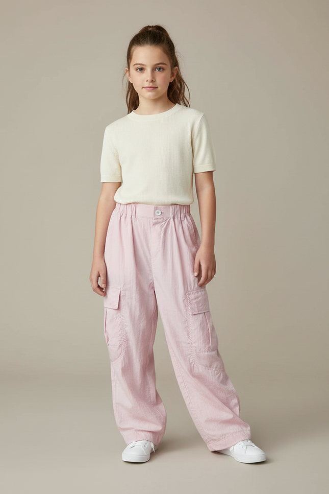 Pantalon Fluide Pastel - Rose Polyester