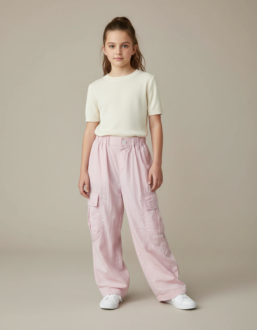 Pantalon Fluide Pastel - Rose Polyester