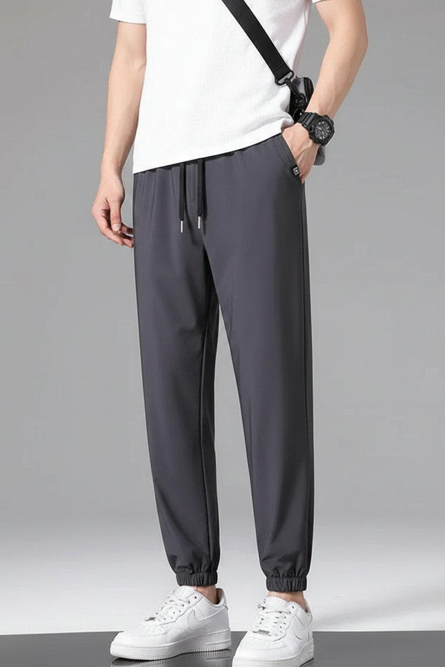 Pantalon Fluide Gris Cordon Léger Sport Homme - Polyester