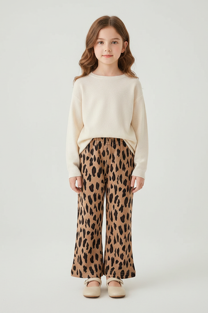 Pantalon Fluide Leopard Fille - Imprimé Molleton