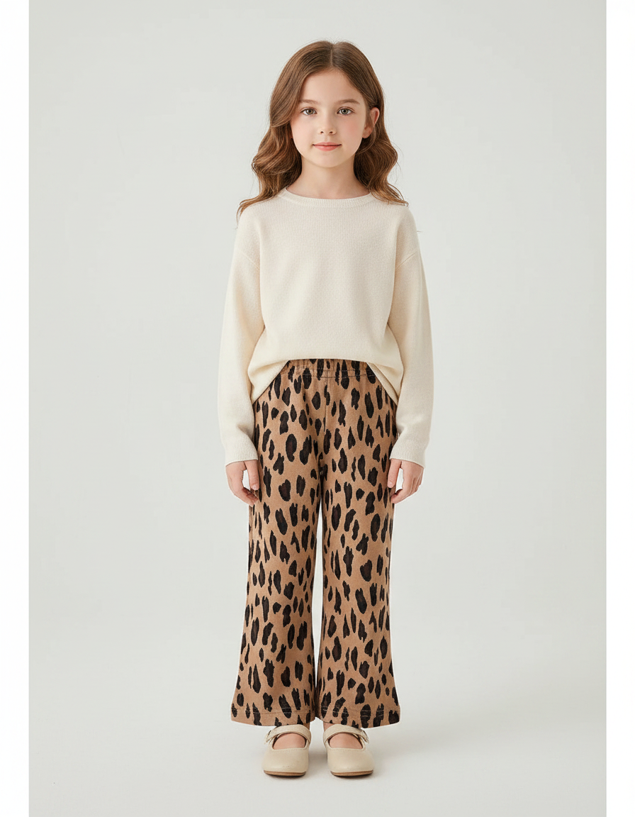 Pantalon Fluide Leopard Fille - Imprimé Molleton