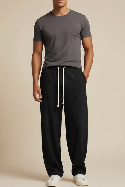 Pantalon Fluide Homme Noir Coupe Ample Viscose Chic
