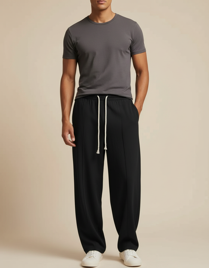 Pantalon Fluide Homme Noir Coupe Ample Viscose Chic