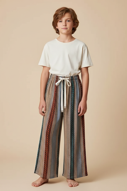 Pantalon Fluide Ethnique Ample Multicolore Enfant - Viscose