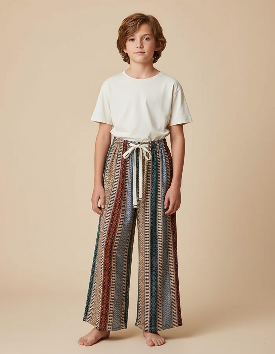 Pantalon Fluide Ethnique Ample Multicolore Enfant - Viscose