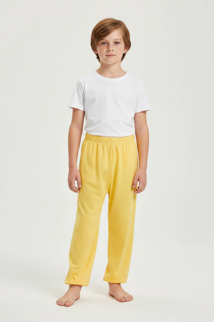Pantalon Fluide Jaune Ample Coton Enfant Basique - Molleton