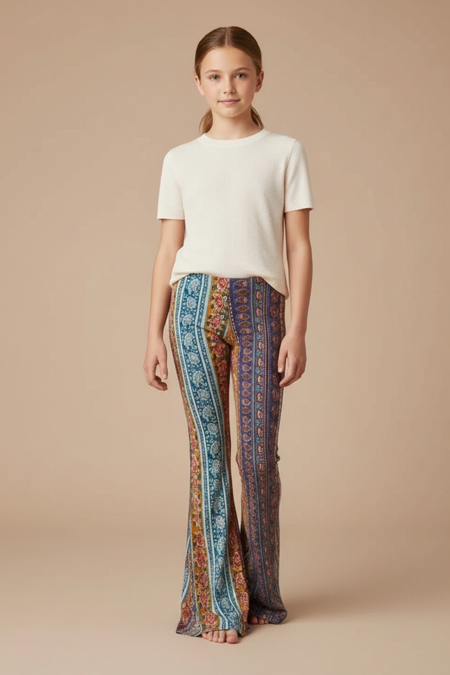Pantalon Fluide Évasé Imprimé Bohème Multicolore Confortable - Viscose
