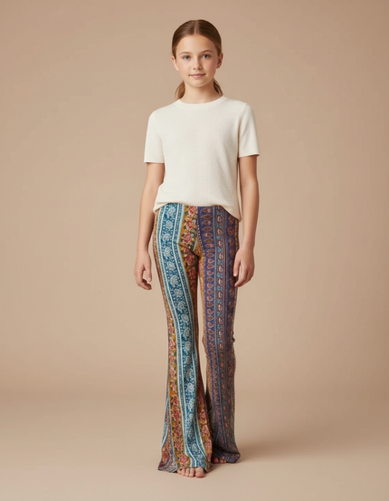 Pantalon Fluide Évasé Imprimé Bohème Multicolore Confortable - Viscose