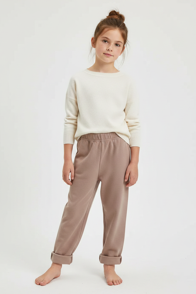 Pantalon Fluide Marron Ample Doux Confortable Enfant - Molleton
