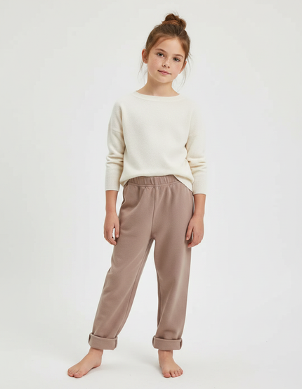 Pantalon Fluide Marron Ample Doux Confortable Enfant - Molleton