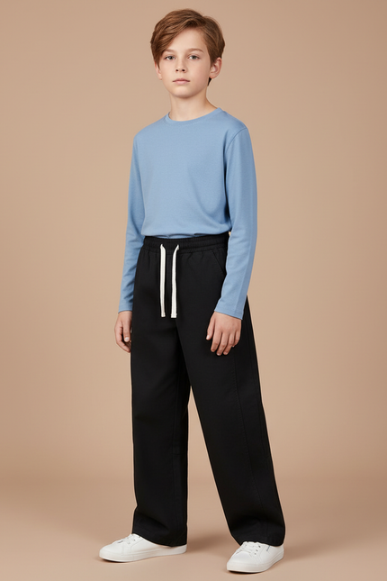 Pantalon Fluide Noir Ample Coton Enfant Casual