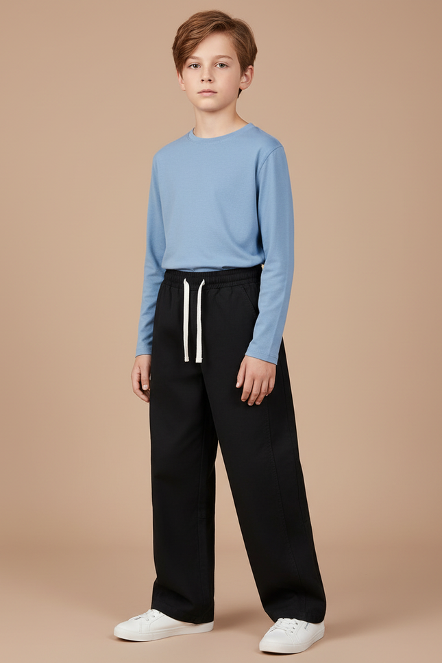 Pantalon Fluide Noir Ample Coton Enfant Casual