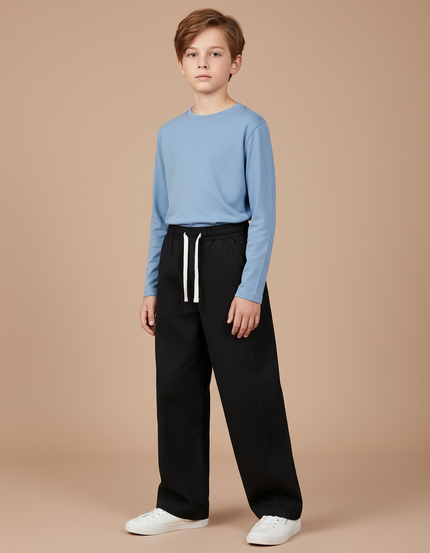 Pantalon Fluide Noir Ample Coton Enfant Casual