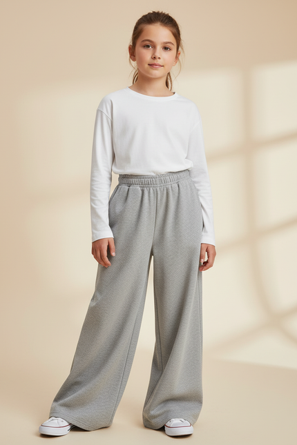 Pantalon Fluide Gris Ample Confortable Enfant - Molleton