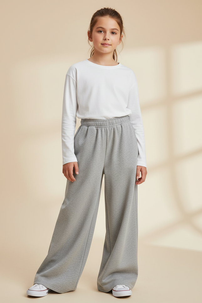 Pantalon Fluide Gris Ample Confortable Enfant - Molleton