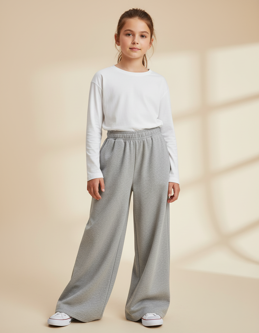 Pantalon Fluide Gris Ample Confortable Enfant - Molleton