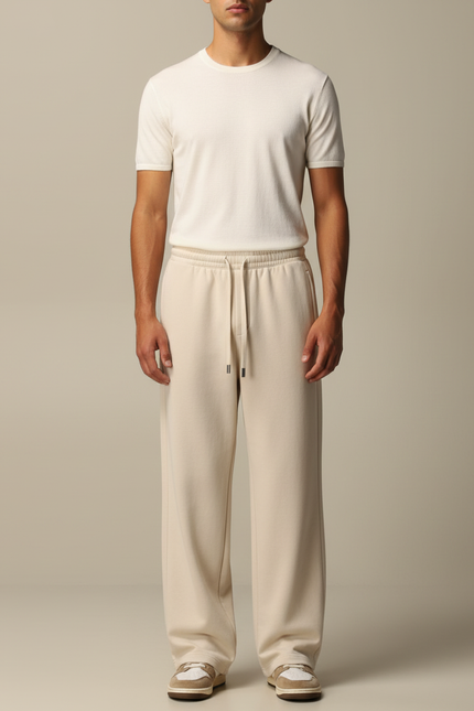 Pantalon Baggy Fluide - Beige Molleton
