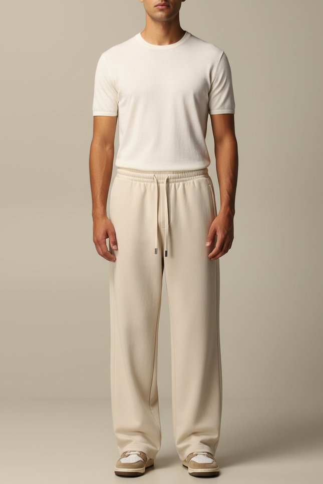 Pantalon Baggy Fluide - Beige Molleton