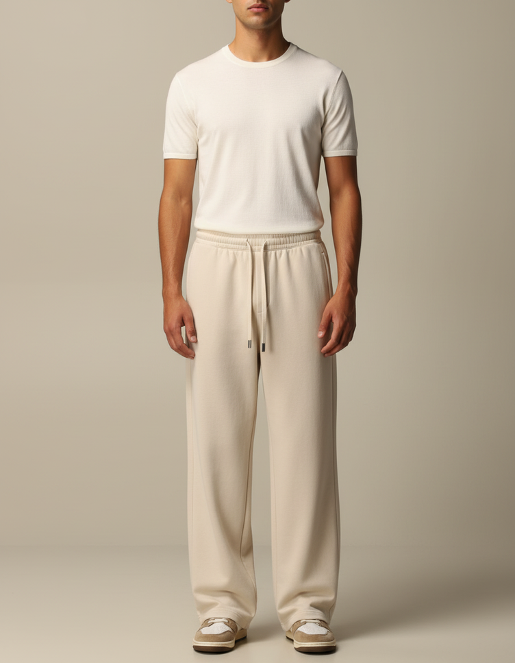 Pantalon Baggy Fluide - Beige Molleton