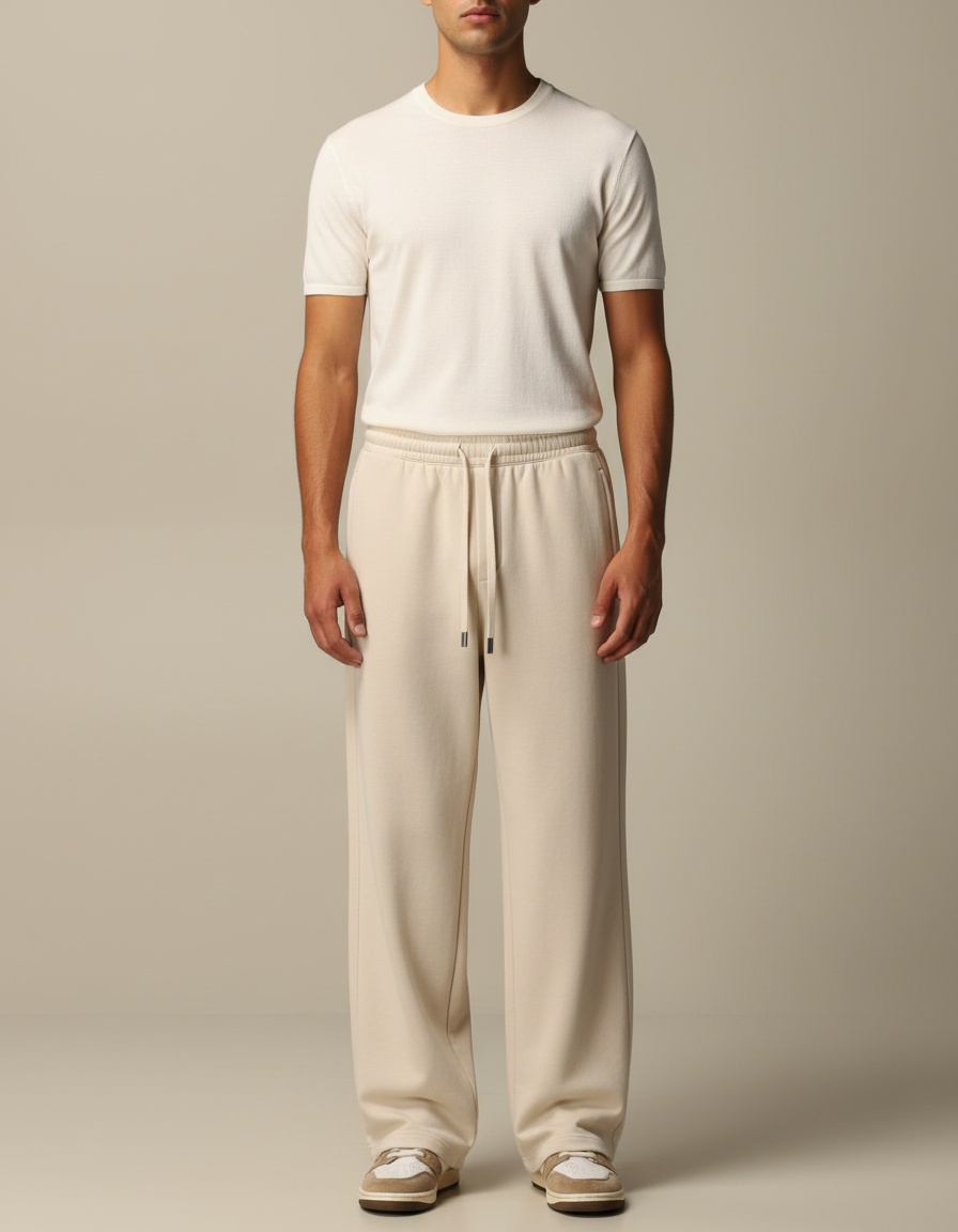 Pantalon Baggy Fluide - Beige Molleton