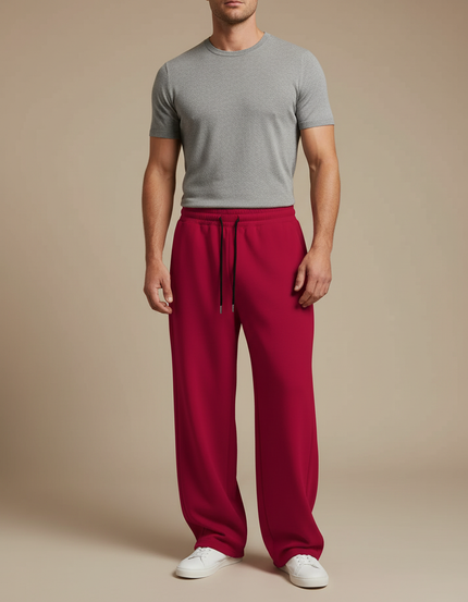 Pantalon Fluide Rouge Ample Décontracté Cordon Homme - Molleton