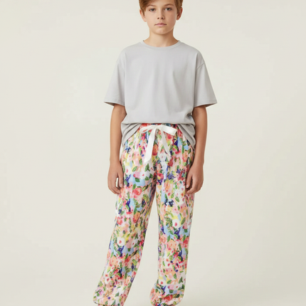 Pantalon Fluide Floral Multicolore Ample Viscose Enfant