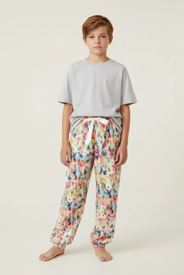 Pantalon Fluide Floral Multicolore Ample Viscose Enfant