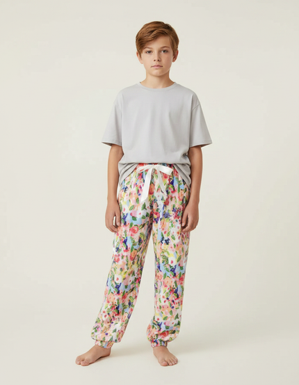 Pantalon Fluide Floral Multicolore Ample Viscose Enfant