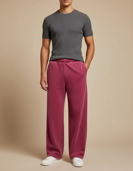 Pantalon Fluide Rouge Ample Coton Vintage Homme - Molleton