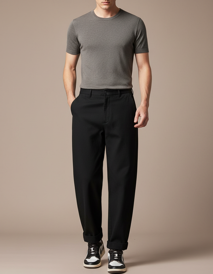 Pantalon Fluide Noir Ample Coton Homme