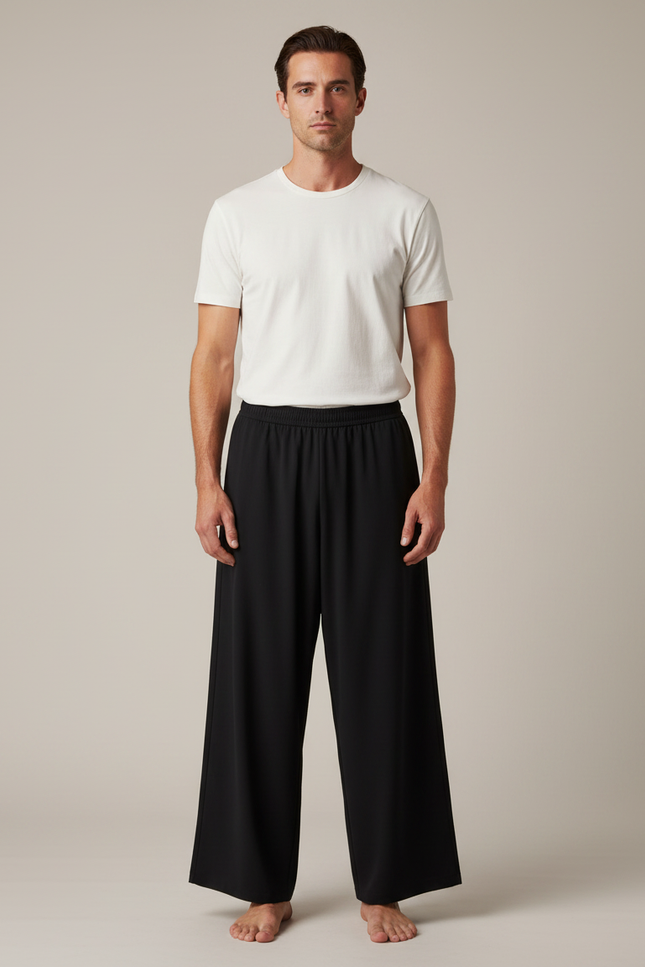 Pantalon Large Fluide Homme - Noir Viscose