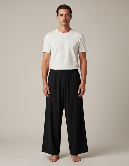 Pantalon Large Fluide Homme - Noir Viscose
