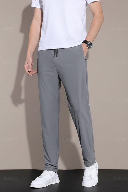 Pantalon Fluide Gris Décontracté Léger Sportif Homme - Polyester