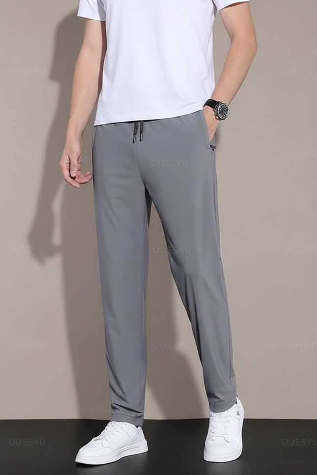Pantalon Fluide Gris Décontracté Léger Sportif Homme - Polyester