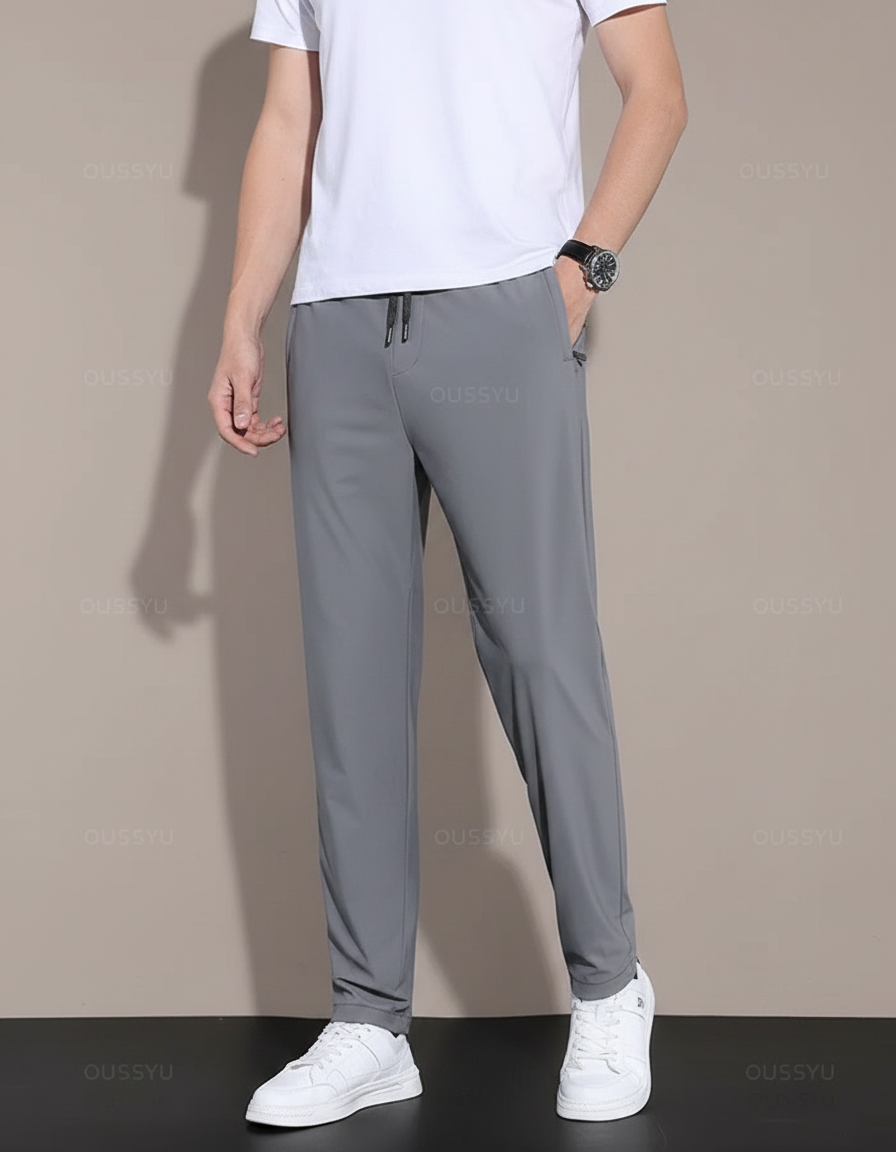 Pantalon Fluide Gris Décontracté Léger Sportif Homme - Polyester