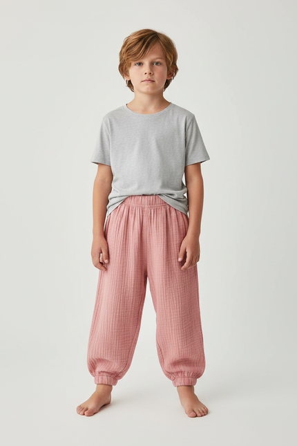 Pantalon Fluide Corail - Rose Coton