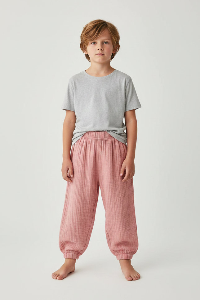 Pantalon Fluide Corail - Rose Coton