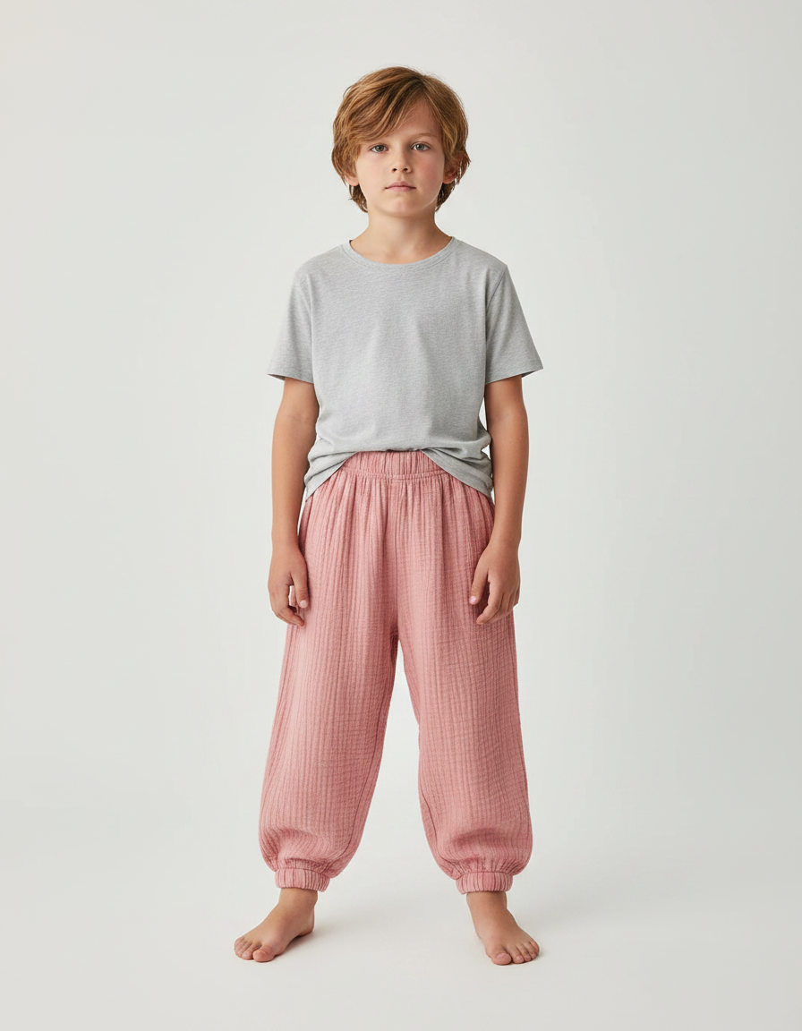 Pantalon Fluide Corail - Rose Coton