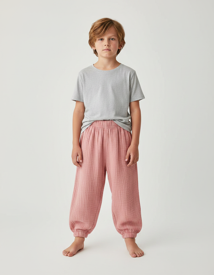 Pantalon Fluide Corail - Rose Coton