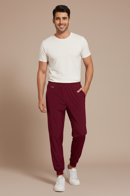 Pantalon Fluide Bordeaux Homme Jogger Sport Confort - Polyester