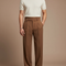 Pantalon Fluide Marron Plissé Taille Haute Ample Homme - Polyester