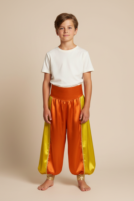 Pantalon Fluide Satiné Bicolore Ample Élastique Enfant - Multicolore