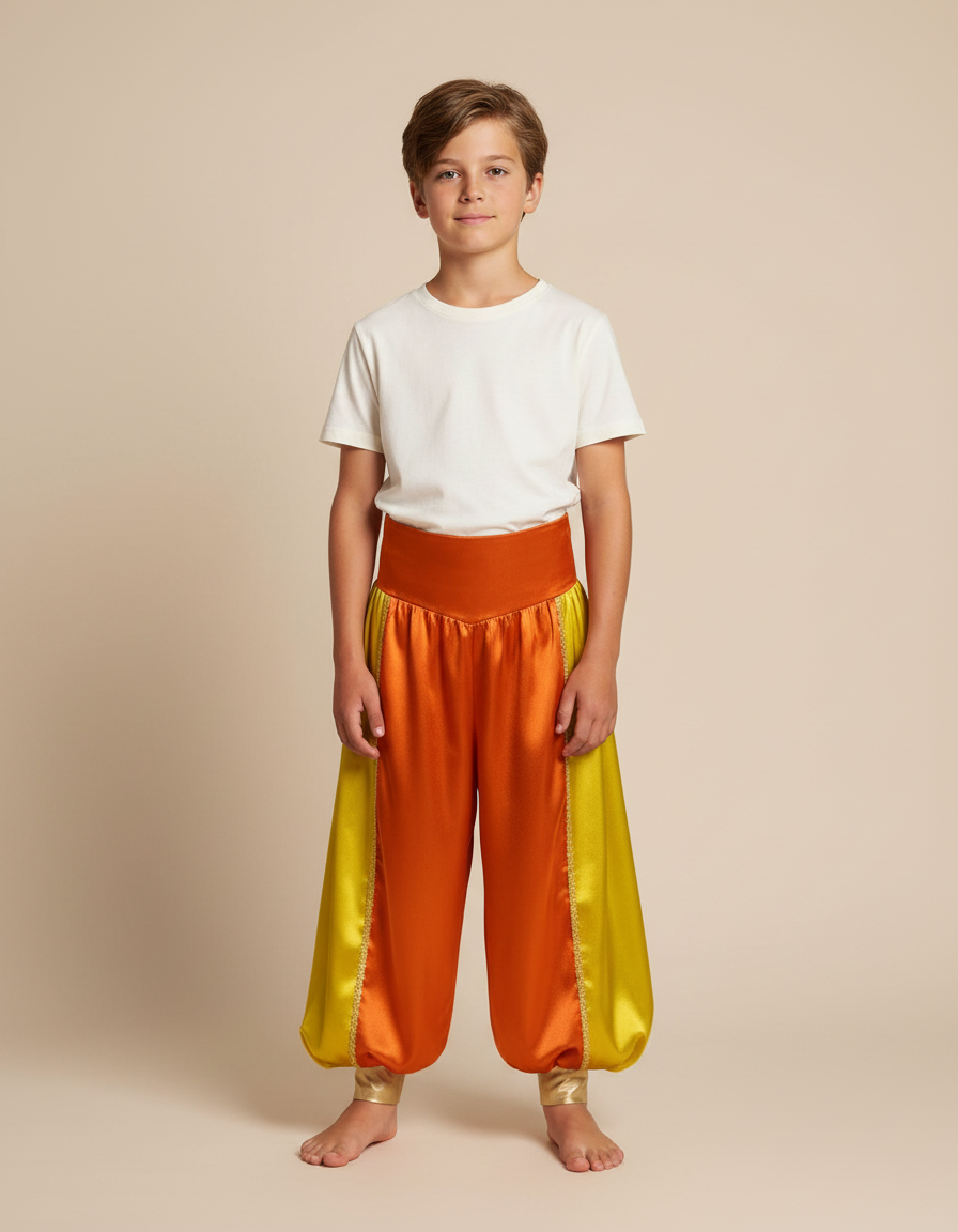 Pantalon Fluide Satiné Bicolore Ample Élastique Enfant - Multicolore