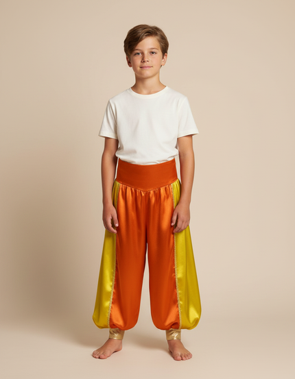 Pantalon Fluide Satiné Bicolore Ample Élastique Enfant - Multicolore