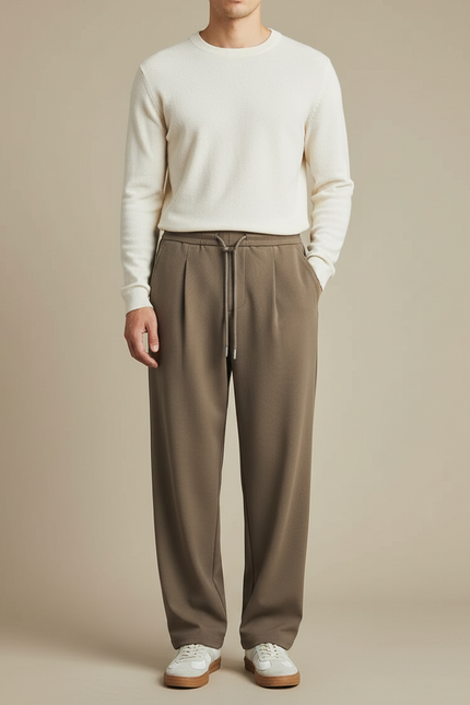 Pantalon Fluide Kaki Ample Décontracté Homme Cordon - Molleton