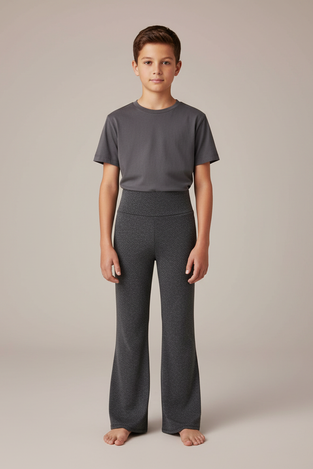 Pantalon Fluide Gris Chiné Évasé Confortable Enfant - Molleton