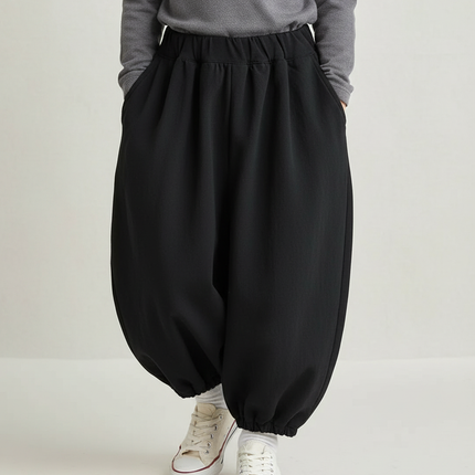 Pantalon Fluide Noir Ample Harem Enfants Décontracté - Polyester