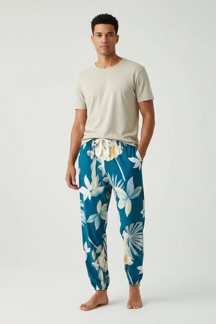Pantalon Fluide Homme Imprimé Floral Tropical Viscose