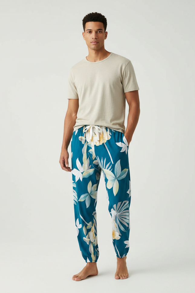 Pantalon Fluide Homme Imprimé Floral Tropical Viscose