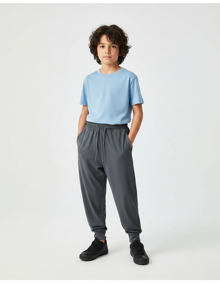 Pantalon Fluide Gris Cordon Ample Sport Enfant - Polyester